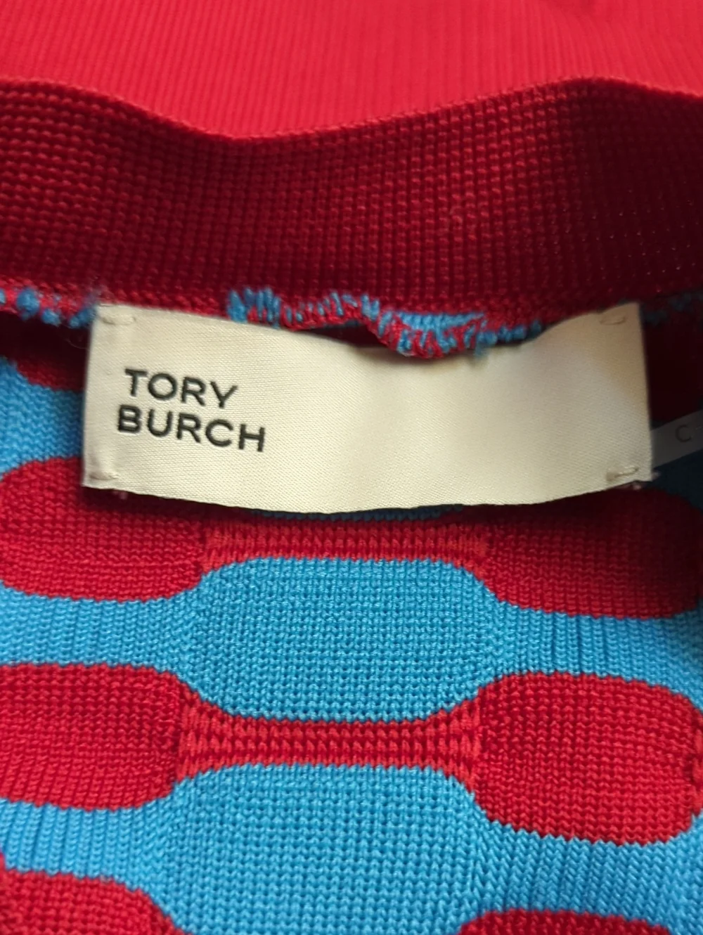 LIKE NEW Tory Burch Red & Blue Bubble Stripe Long Sleeve Cardigan Size XS